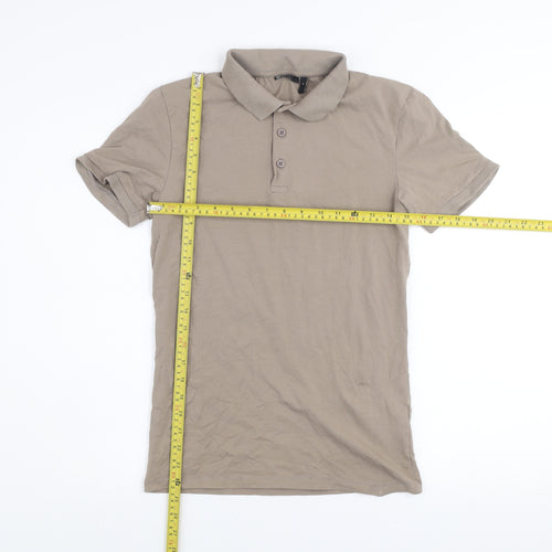 ASOS DESIGN Men’s Beige Polo Shirt M Slim Fit Stretch Cotton