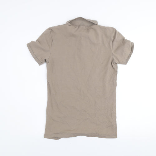 ASOS DESIGN Men’s Beige Polo Shirt M Slim Fit Stretch Cotton