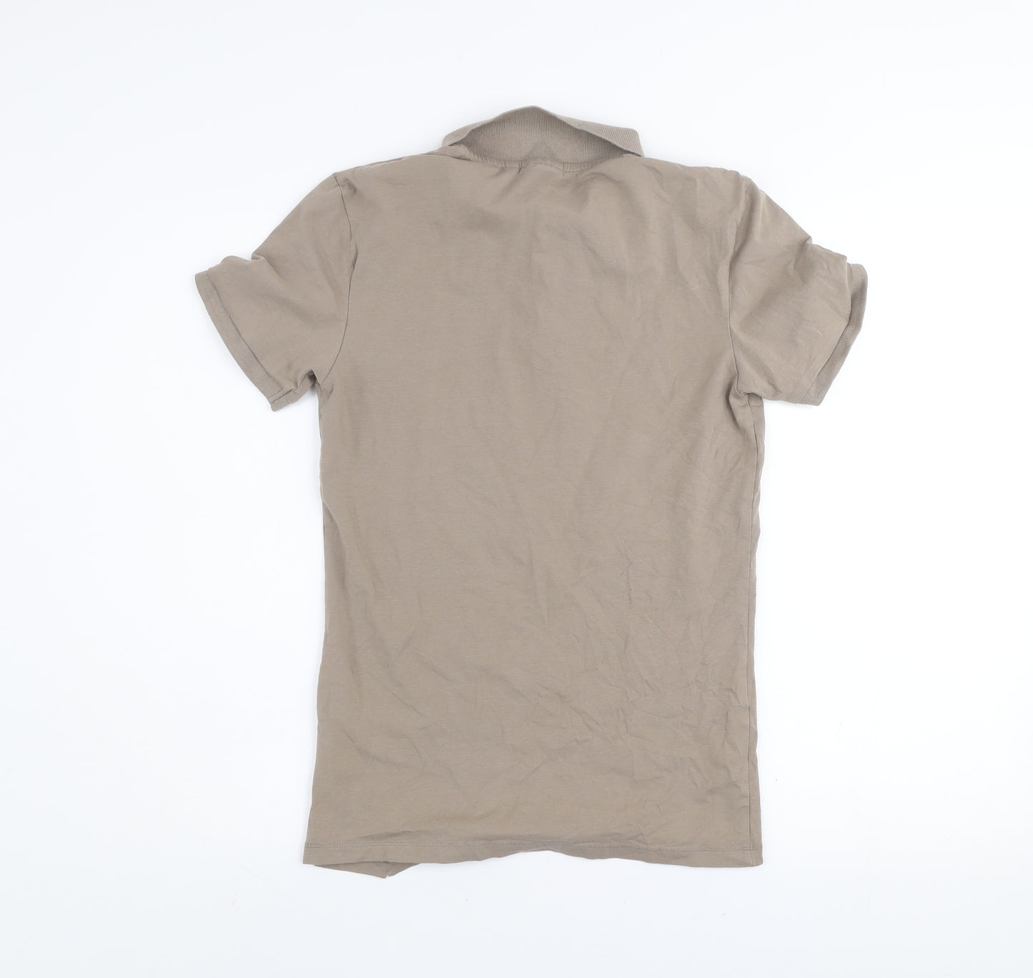 ASOS DESIGN Men’s Beige Polo Shirt M Slim Fit Stretch Cotton