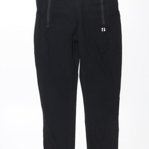 Sports Illustrated Womens Black M Ankle Leggings Activewear