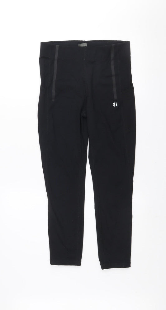 Sports Illustrated Womens Black M Ankle Leggings Activewear