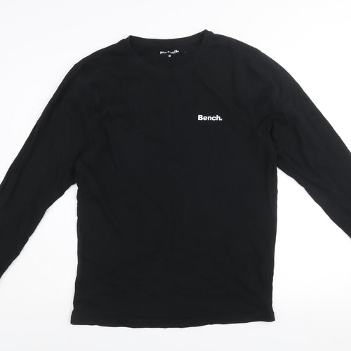 Bench Men Black Long Sleeve Cotton Crew Neck Top Size M