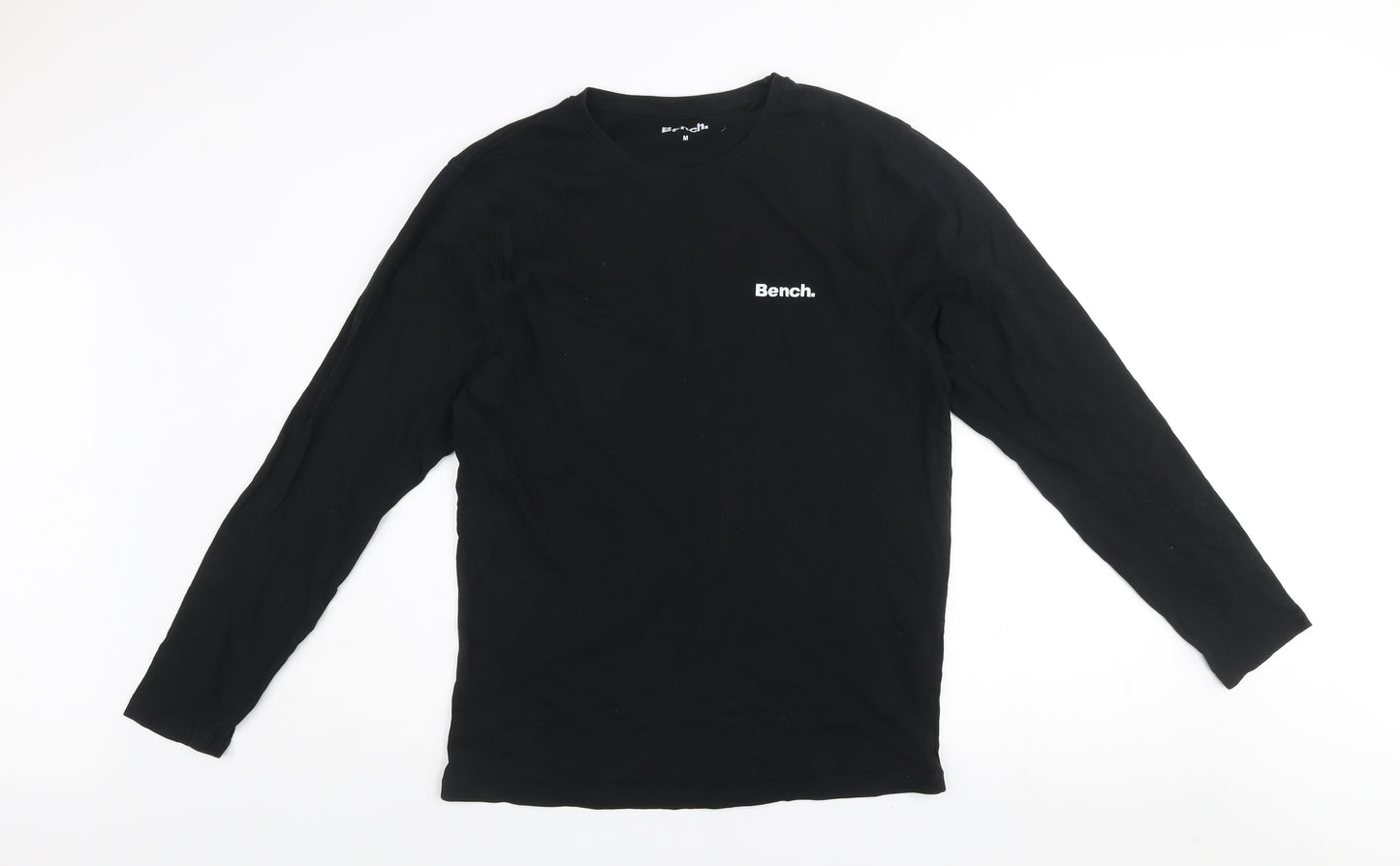 Bench Men Black Long Sleeve Cotton Crew Neck Top Size M