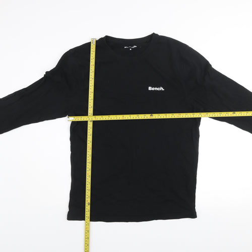 Bench Men Black Long Sleeve Cotton Crew Neck Top Size M