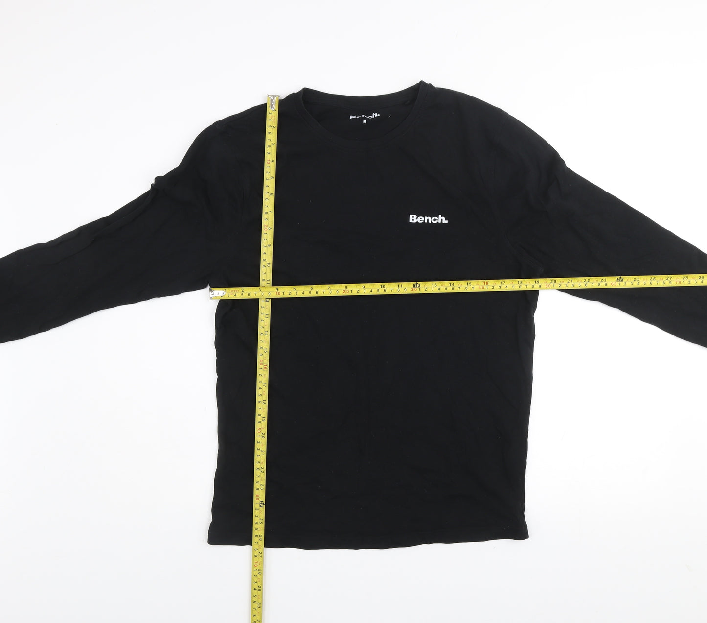 Bench Men Black Long Sleeve Cotton Crew Neck Top Size M
