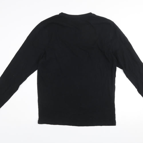 Bench Men Black Long Sleeve Cotton Crew Neck Top Size M