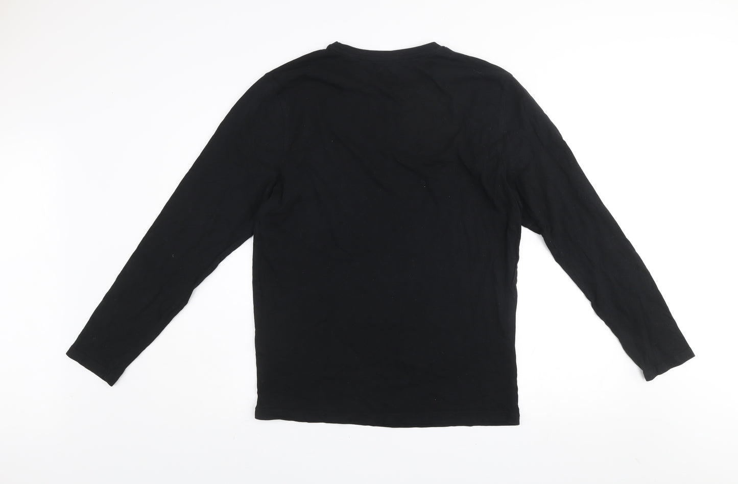 Bench Men Black Long Sleeve Cotton Crew Neck Top Size M