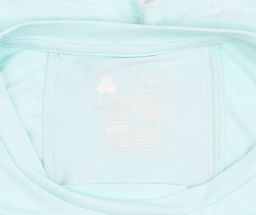 Dunnes Stores Women’s Aqua Blue Short Sleeve Activewear T-Shirt Size L