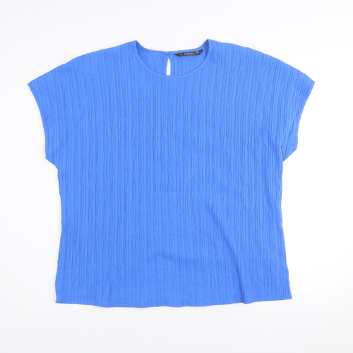Dunnes Women’s Blue Short Sleeve Basic Blouse L