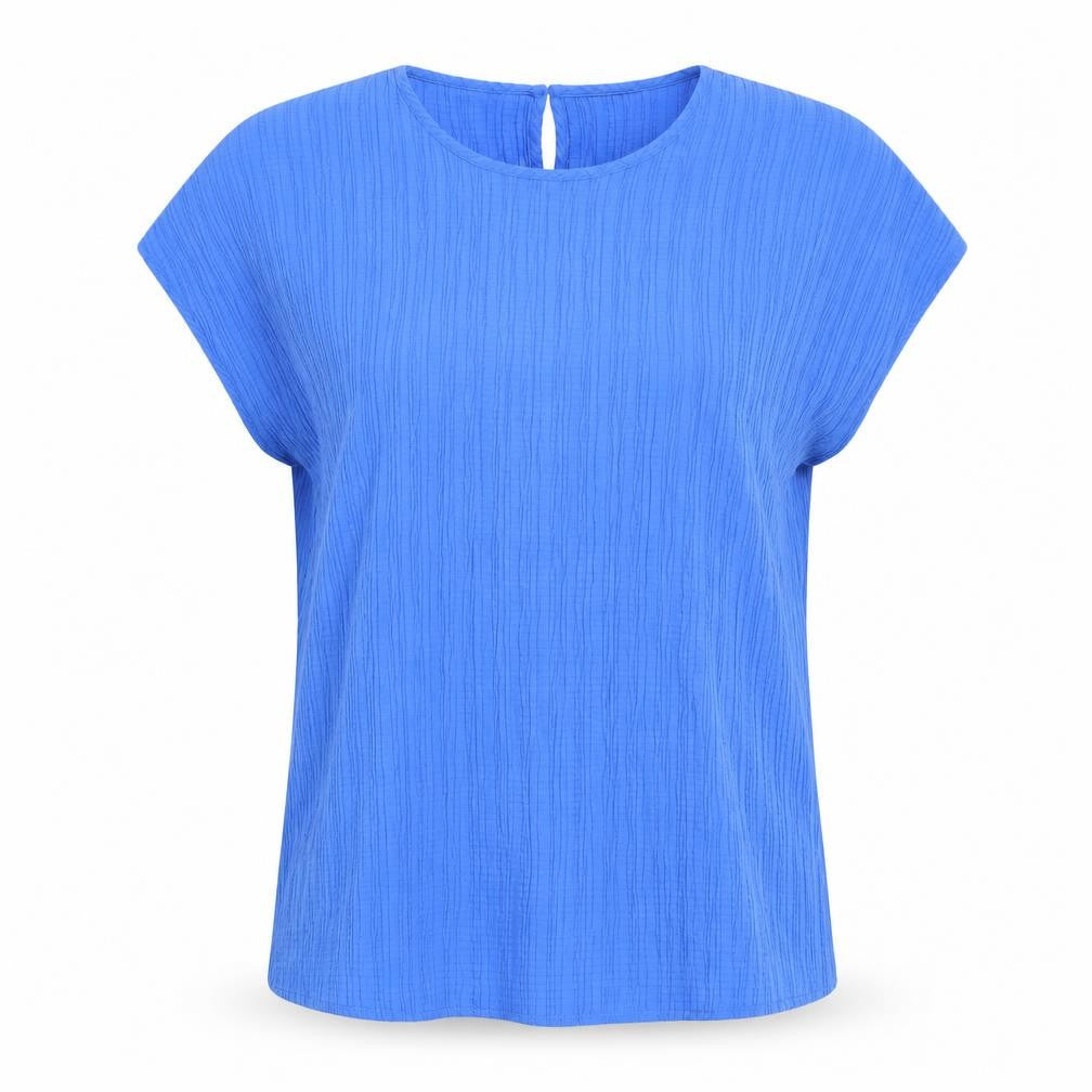 Front view of Dunnes Women’s Blue Short Sleeve Basic Blouse L