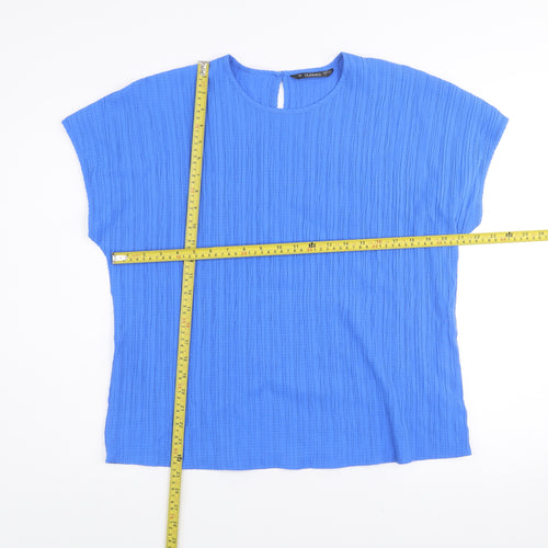 Dunnes Women’s Blue Short Sleeve Basic Blouse L