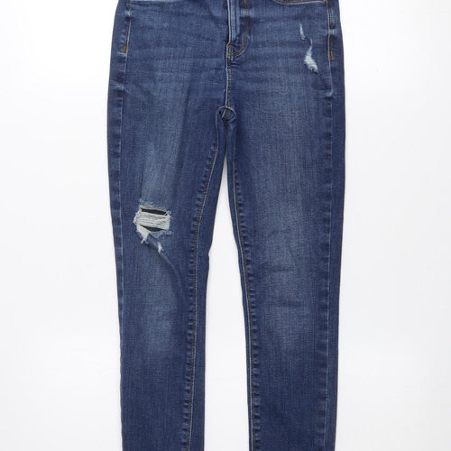 River Island Women’s Blue Distressed Ankle Jeans Size 8 Slim Fit