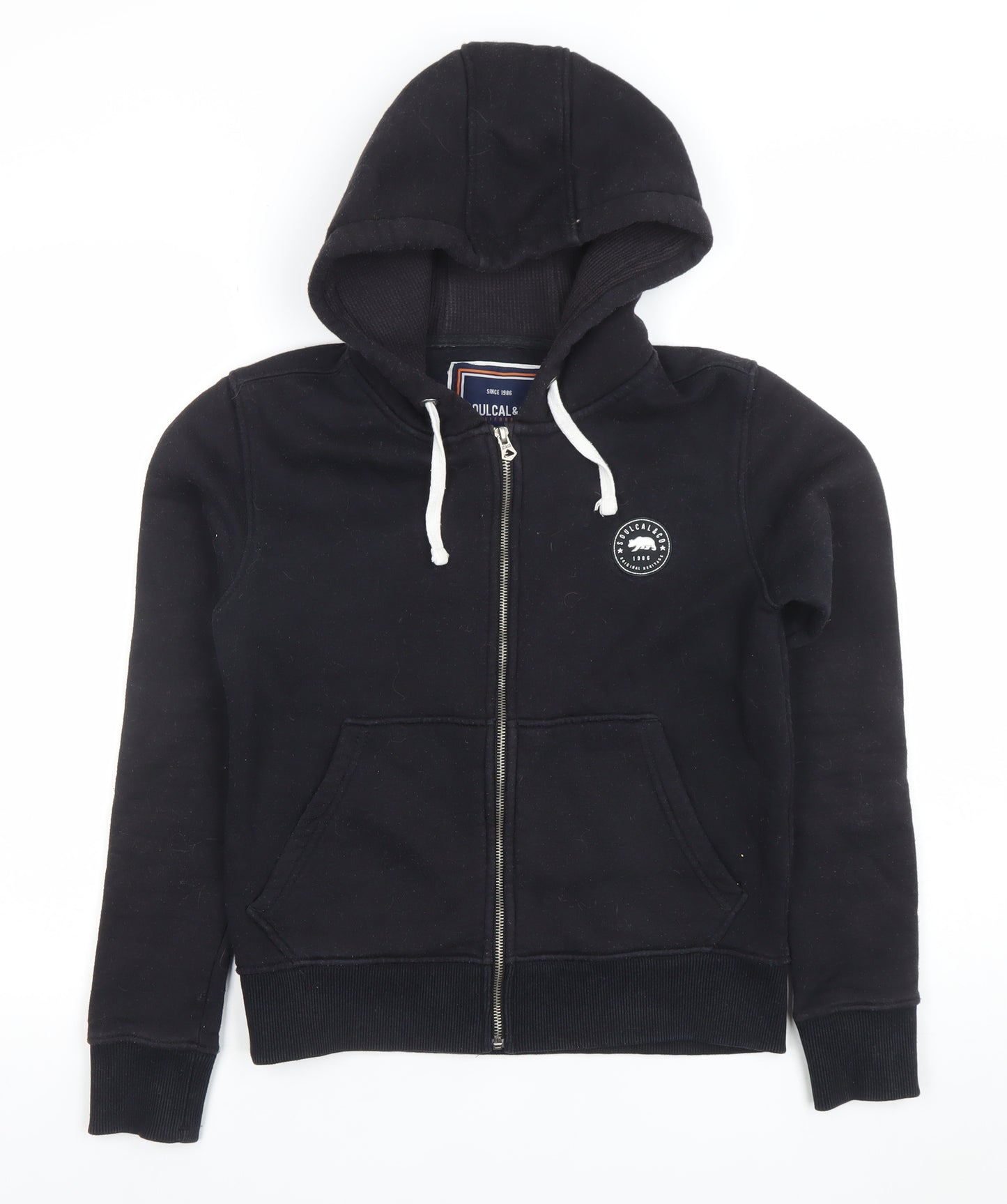 SoulCal & Co Black Full Zip Hoodie Women UK 8 Cotton Blend