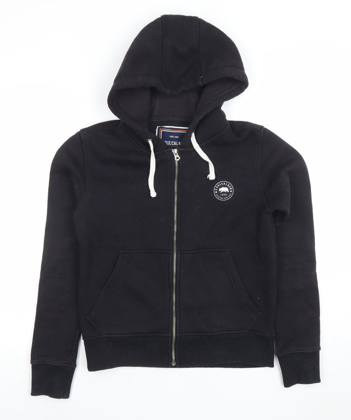 SoulCal & Co Black Full Zip Hoodie Women UK 8 Cotton Blend