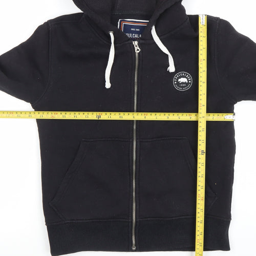 SoulCal & Co Black Full Zip Hoodie Women UK 8 Cotton Blend