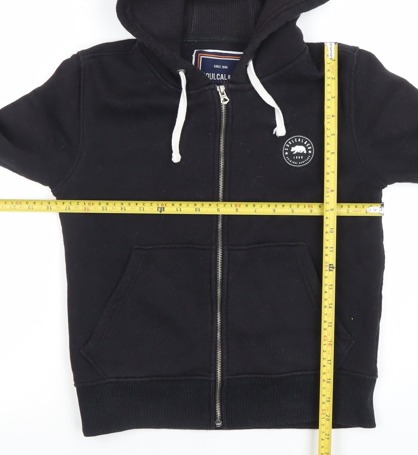 SoulCal & Co Black Full Zip Hoodie Women UK 8 Cotton Blend