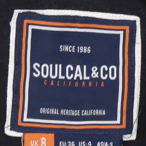 SoulCal & Co Black Full Zip Hoodie Women UK 8 Cotton Blend