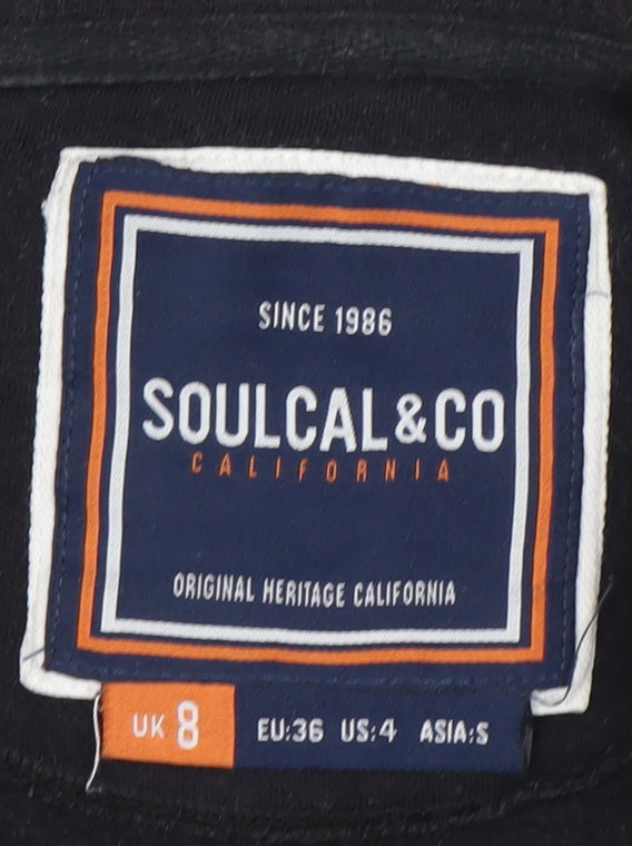 SoulCal & Co Black Full Zip Hoodie Women UK 8 Cotton Blend