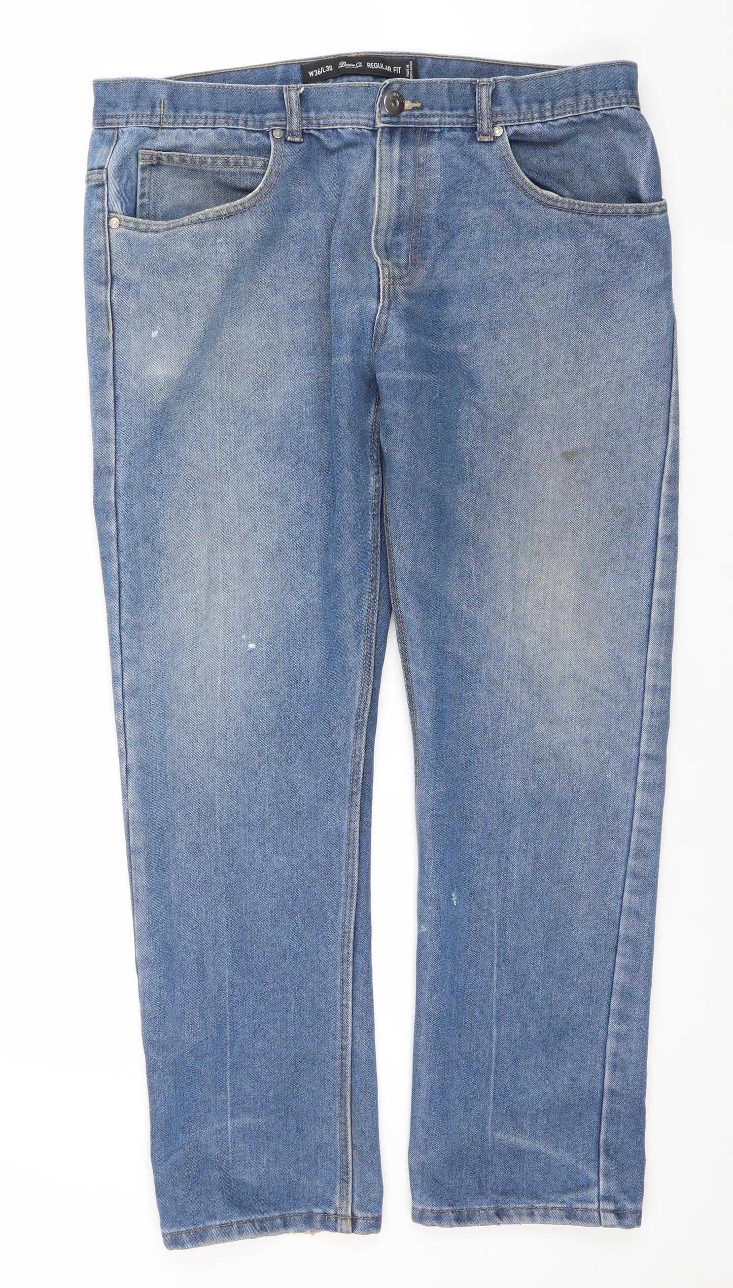 Denim Co. Men's Blue Regular Fit Straight Jeans W36 L30