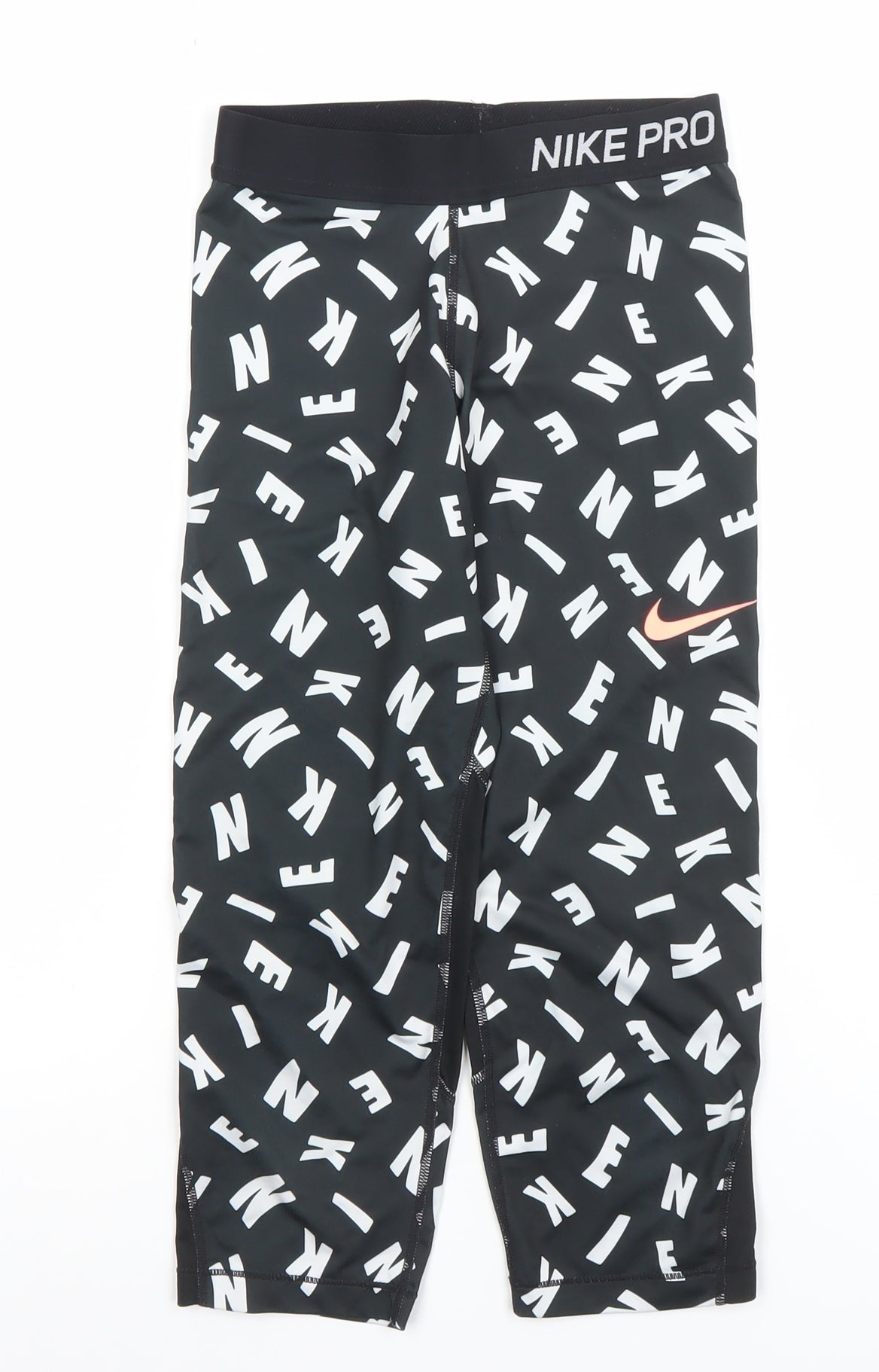 Nike Pro Dri-FIT Black Leggings Women L Capri Athletic Stretch