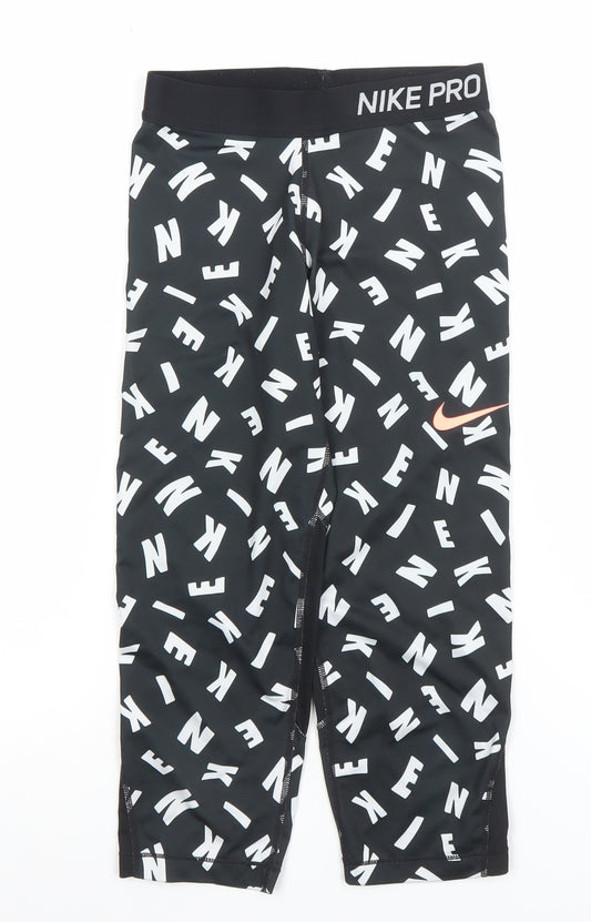 Nike Pro Dri-FIT Black Leggings Women L Capri Athletic Stretch