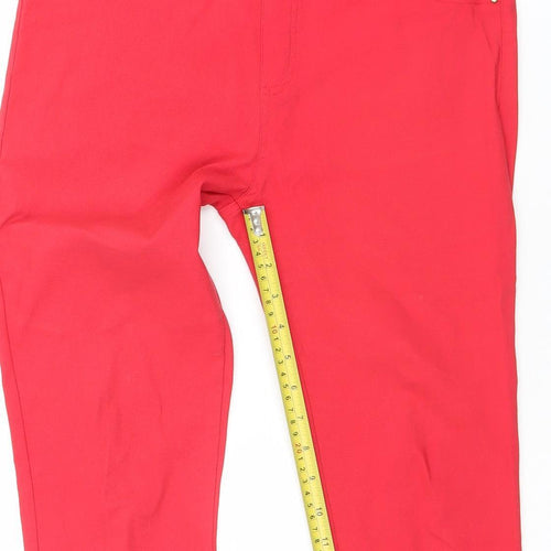 Christy Women's Red Cotton Blend Jeggings Size M Stretch Slim Fit Trousers