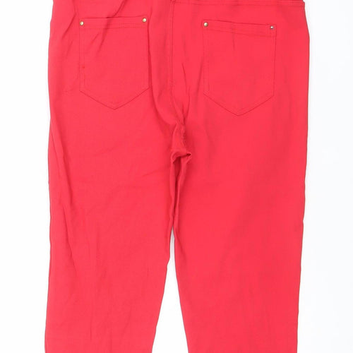 Christy Women's Red Cotton Blend Jeggings Size M Stretch Slim Fit Trousers