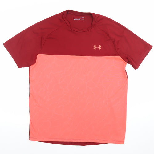Under Armour Men's Red Colourblock HeatGear T-Shirt Size M