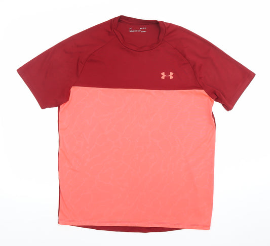 Under Armour Men's Red Colourblock HeatGear T-Shirt Size M