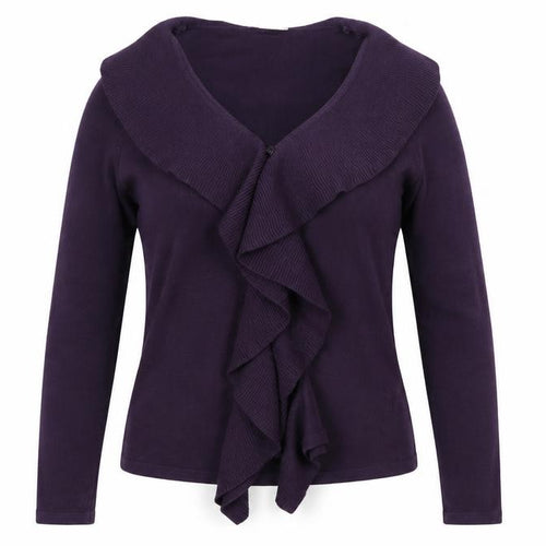 BHS Women's Purple Ruffle V-Neck Cardigan Jumper Size 10