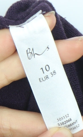 BHS Women's Purple Ruffle V-Neck Cardigan Jumper Size 10
