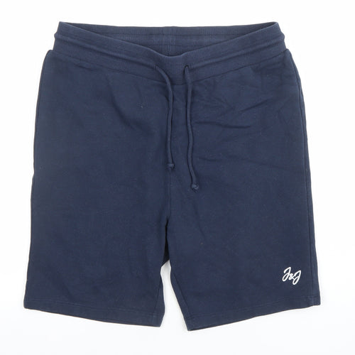 Jack & Jones Men's Blue Sweat Shorts M Elastic Waist Casual