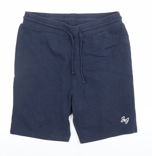 Jack & Jones Men's Blue Sweat Shorts M Elastic Waist Casual