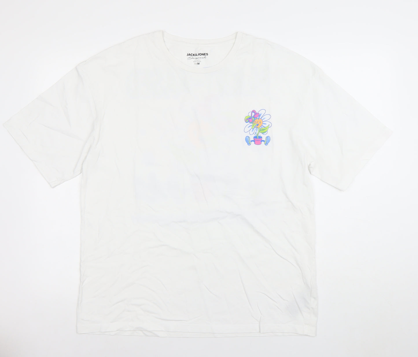 Jack & Jones Men’s White Graphic Plant-Based Cotton T-Shirt M