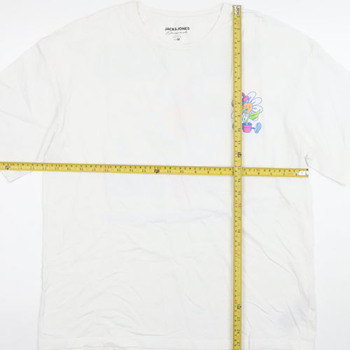 Jack & Jones Men’s White Graphic Plant-Based Cotton T-Shirt M