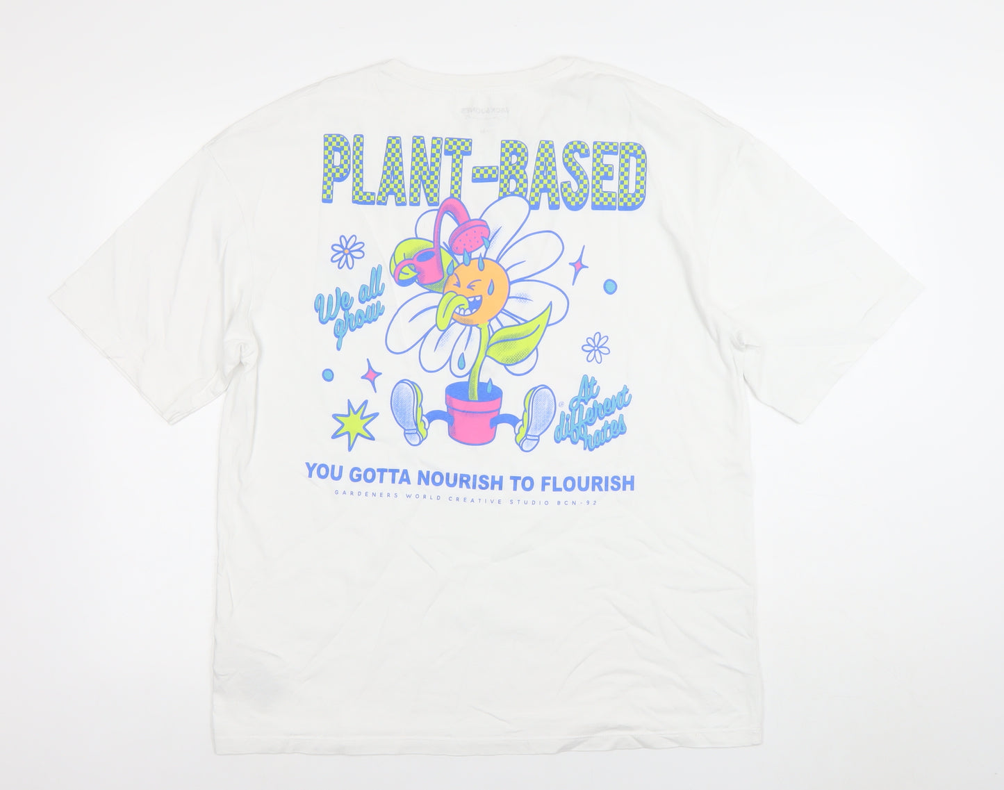 Jack & Jones Men’s White Graphic Plant-Based Cotton T-Shirt M