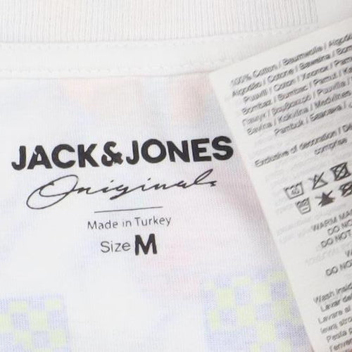 Jack & Jones Men’s White Graphic Plant-Based Cotton T-Shirt M