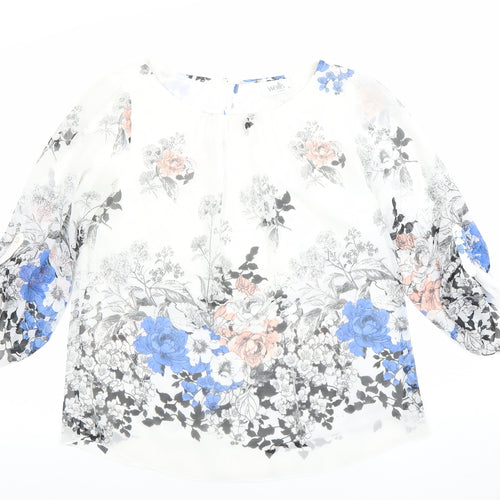 Wallis Women’s Multicoloured Floral Chiffon 3/4 Sleeve Tunic Blouse Size M