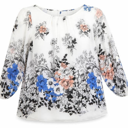 Wallis Women’s Multicoloured Floral Chiffon 3/4 Sleeve Tunic Blouse Size M