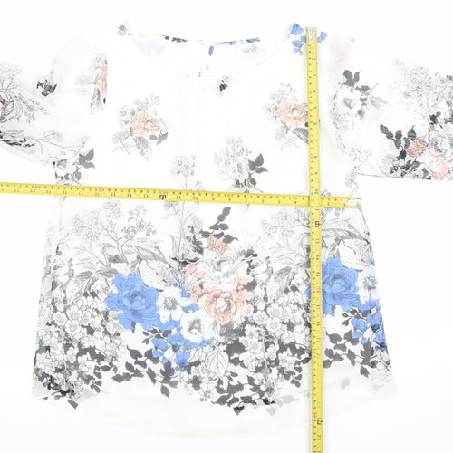 Wallis Women’s Multicoloured Floral Chiffon 3/4 Sleeve Tunic Blouse Size M