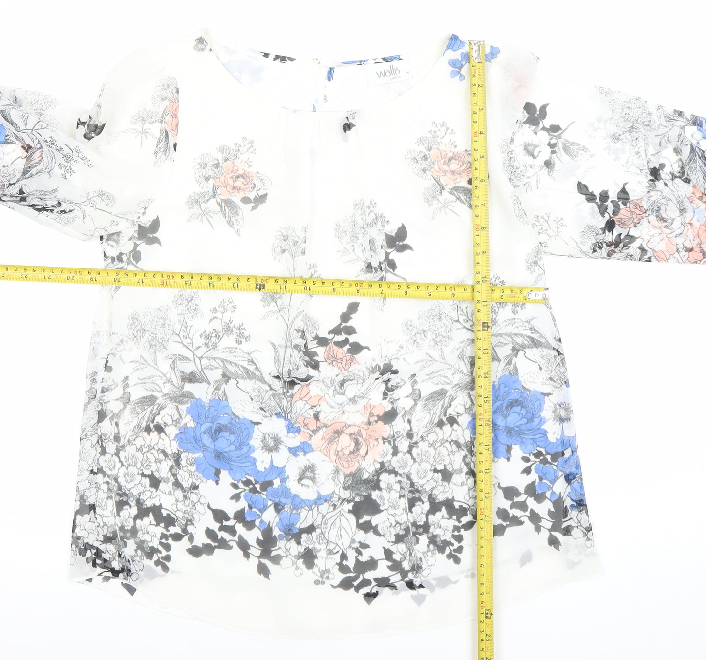 Wallis Women’s Multicoloured Floral Chiffon 3/4 Sleeve Tunic Blouse Size M