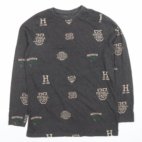 Primark Girls Dark Grey Long Sleeve Football League Graphic T-Shirt 13-14 Years
