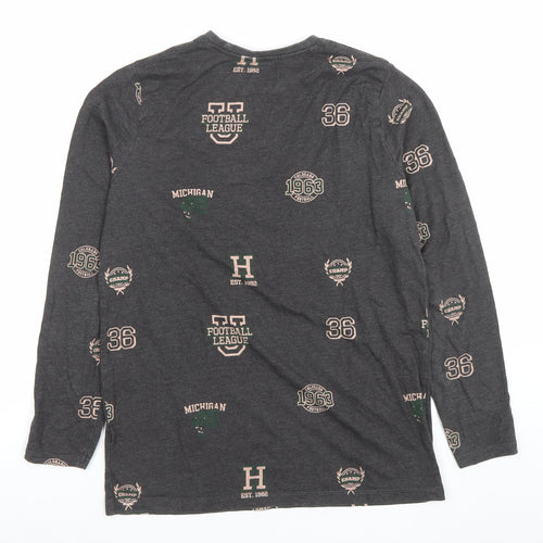 Primark Girls Dark Grey Long Sleeve Football League Graphic T-Shirt 13-14 Years