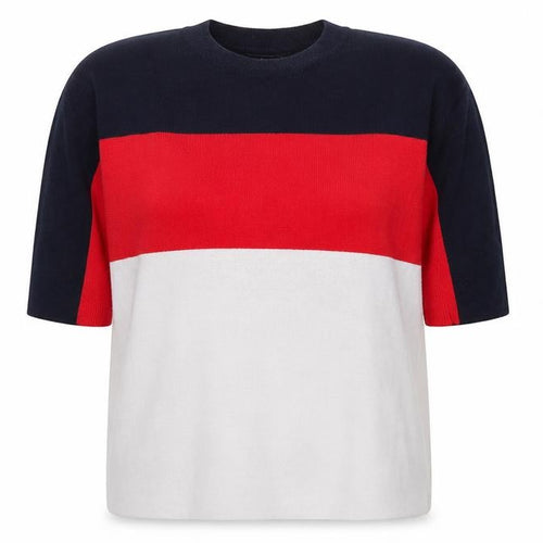 ONLY Women's Multicoloured XL Colourblock 3/4 Sleeve Cotton T-Shirt