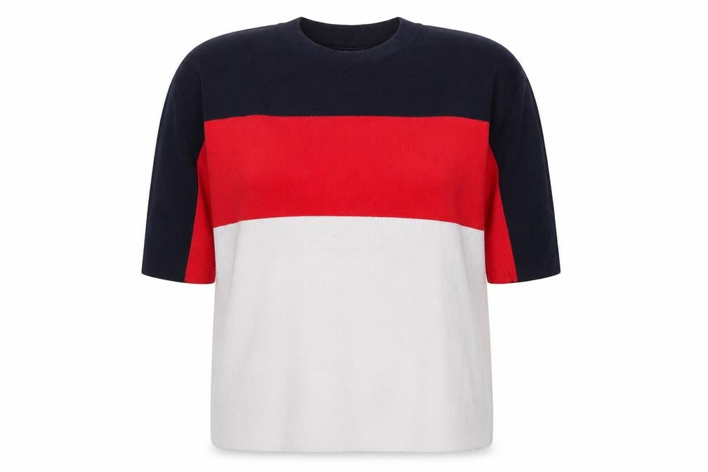 ONLY Women's Multicoloured XL Colourblock 3/4 Sleeve Cotton T-Shirt