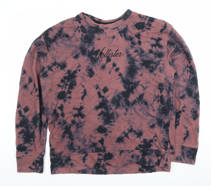 Hollister Men's Brown Tie-Dye Logo Crew Neck Sweatshirt Size L