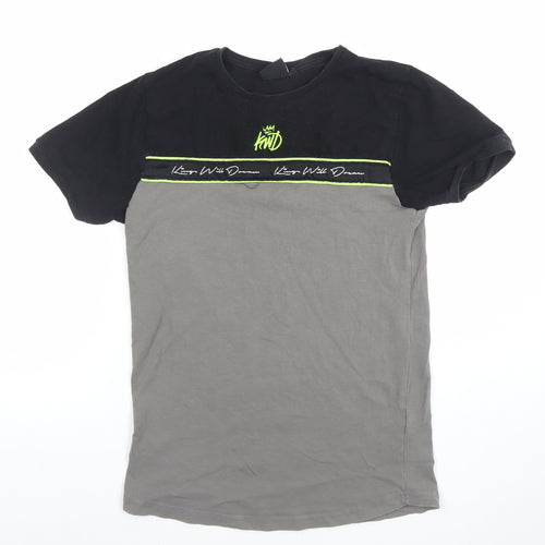 Kings Will Dream Boys Black & Grey Colourblock Logo T-Shirt 14-15 Years