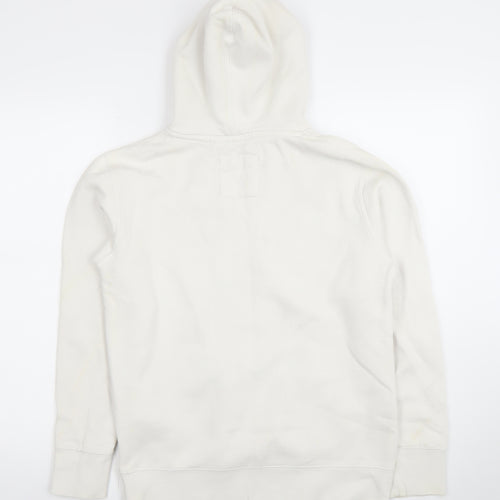Pull & Bear Women's White Small Pullover Hoodie Cotton Blend