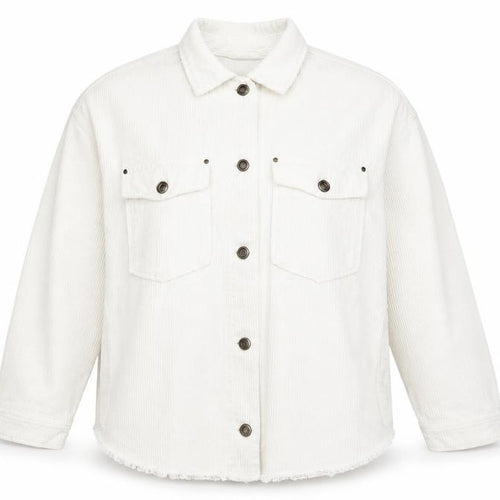 Zara Women White Corduroy Button Jacket Size 12 Cotton Casual