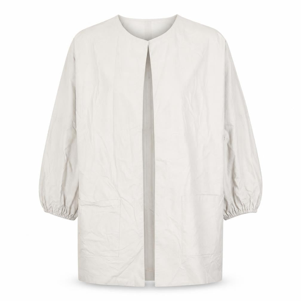 Zara Women White Faux Leather Long Open Overcoat Size S